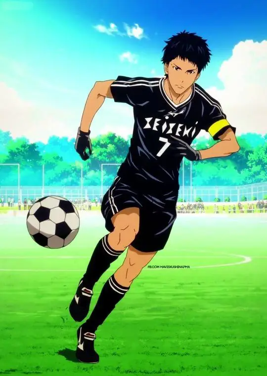 Selebrasi Kemenangan yang Menggembirakan Gambar kemenangan tim anime dalam sebuah perlombaan olahraga.