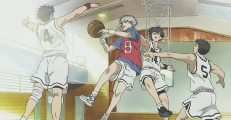 Pemain basket anime merayakan kemenangan Pemain basket anime merayakan kemenangan