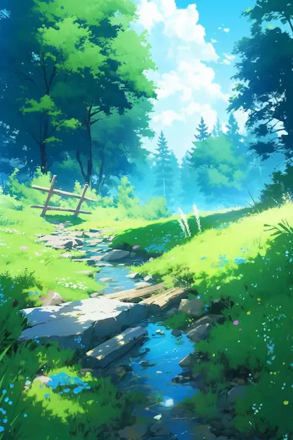 Pemandangan Indah dalam Anime Lari Gambar pemandangan alam yang indah sebagai latar belakang lomba lari anime