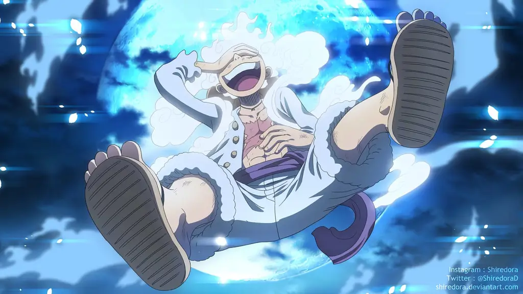 Luffy Menggunakan Gear 5 Luffy Gear 5 dalam aksi