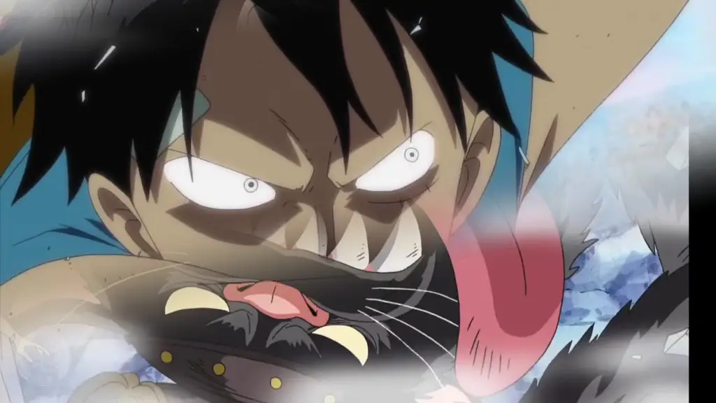 Pertarungan epik yang menegangkan! Gambar pertarungan epik antara Luffy dan musuh kuat.