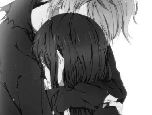 Pelukan penghiburan dalam anime Gambar dua karakter anime saling memeluk dengan penuh kenyamanan.