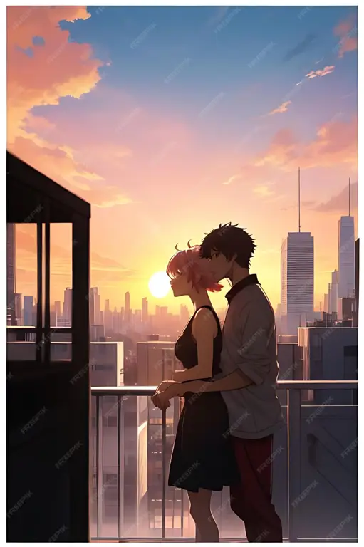 Keindahan visual dalam anime mesra Pasangan anime dalam adegan romantis