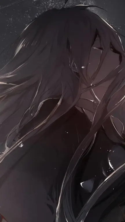 Ilustrasi Anime Galau Gambar seorang gadis anime yang terlihat sedih dan melamun.