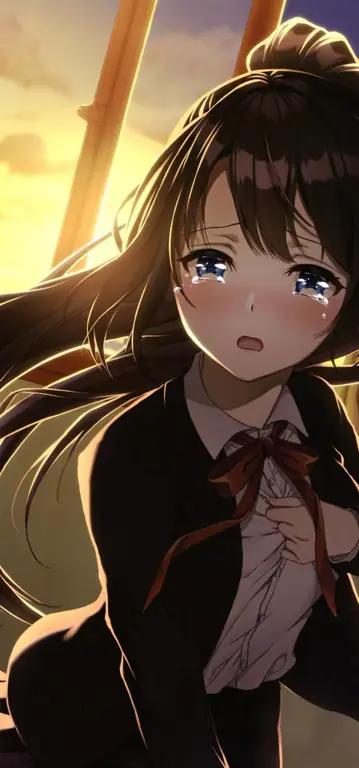 Kesedihan yang mendalam dalam anime Gambar seorang gadis anime yang sedang menangis sedih