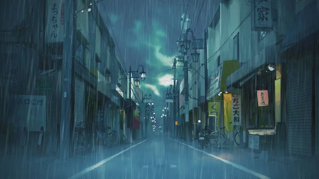Suasana sedih yang menambah daya tarik anime Pemandangan anime yang suram di hari hujan
