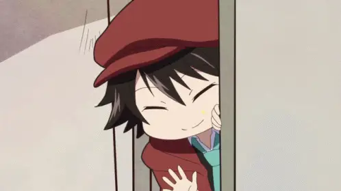 Gambar karakter anime sedang mengucapkan selamat tinggal