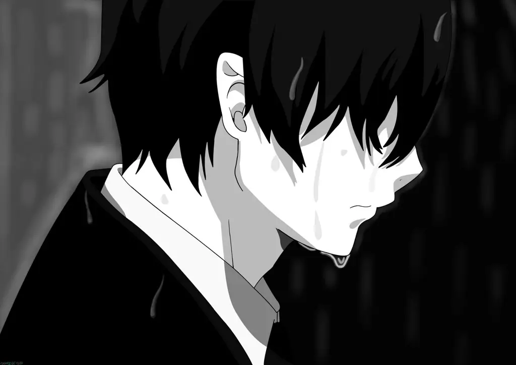 Momen Sedih dalam Anime Gambar anime laki-laki yang sedang menangis
