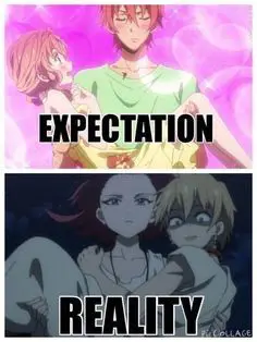 Ekspektasi vs Realita Anime Gambar meme perbandingan ekspektasi dan realita anime
