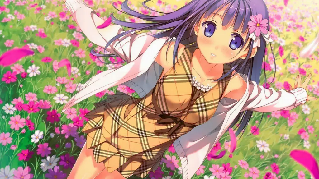 Menikmati anime yang bagus Gambar seorang penggemar anime yang tersenyum bahagia