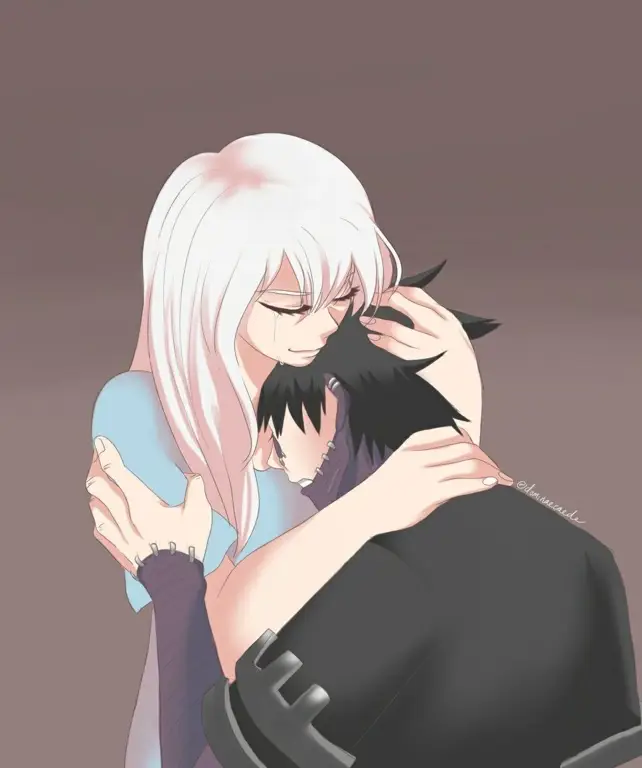 Momen perpisahan yang mengharukan Gambar karakter anime yang saling berpelukan