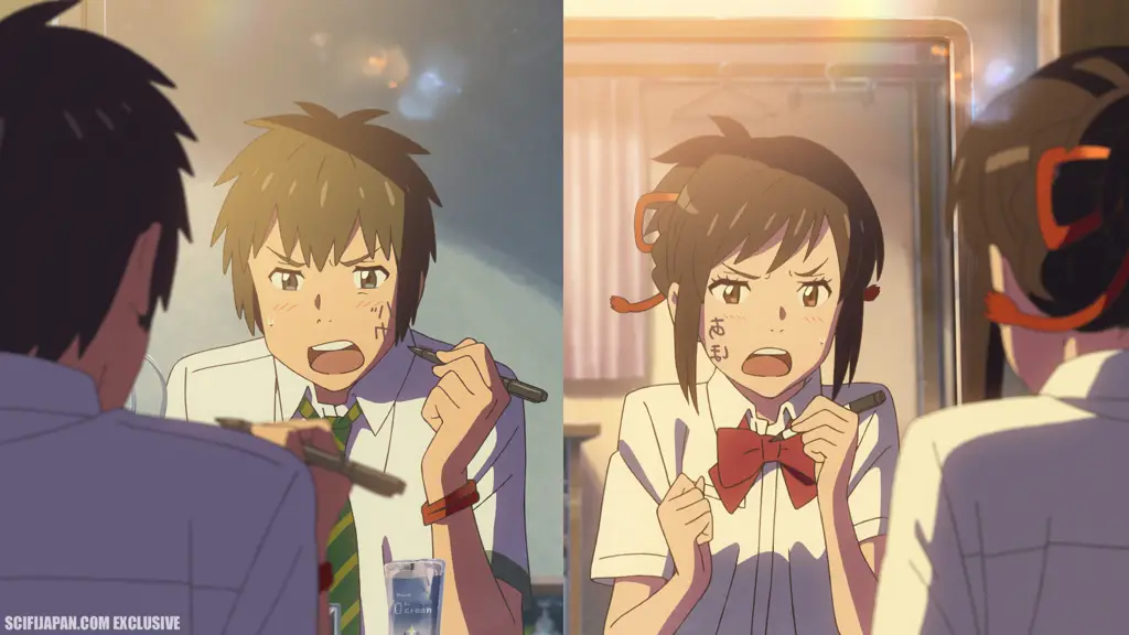 Momen Romantis di Your Name. Gambar adegan dari anime Your Name.