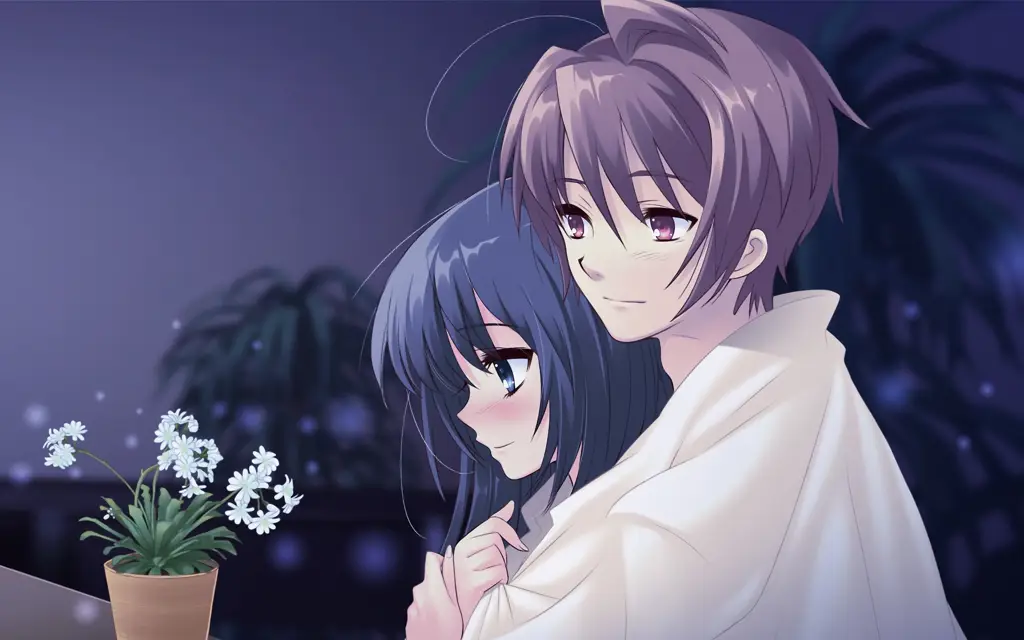 Ilustrasi pasangan anime dalam animasi pendek Pasangan anime pendek yang menggemaskan