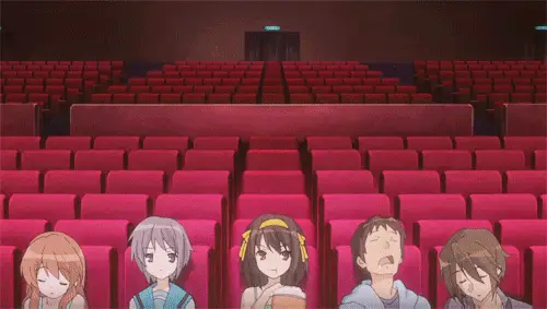 Menikmati Anime Bersama Karakter anime menonton tv bersama