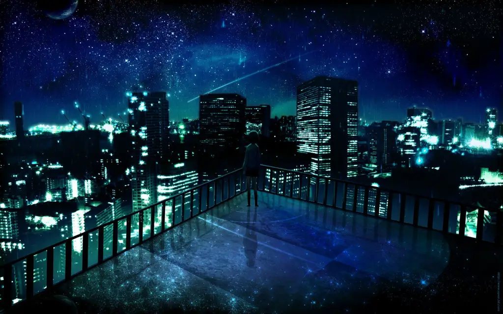 Pemandangan malam yang indah dalam anime Pemandangan malam anime