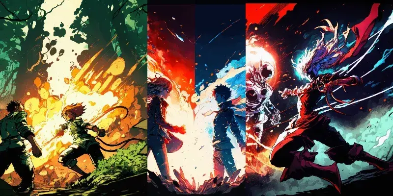 Pertarungan Sihir yang Menakjubkan Adegan pertarungan sihir yang spektakuler dalam anime