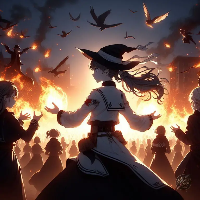 Aksi sihir yang menegangkan Adegan pertarungan penyihir dalam anime