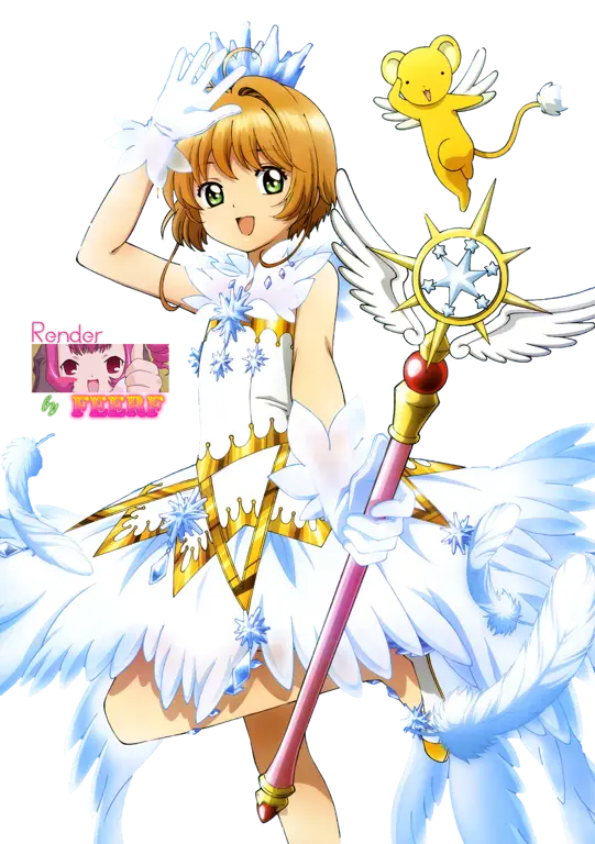 Sakura dan Kekuatan Kartu Clow Gambar Sakura Kinomoto menggunakan kartu Clow