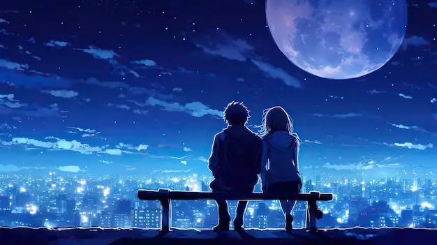 Suasana Romantis di Anime Terbaru Pemandangan malam romantis di anime