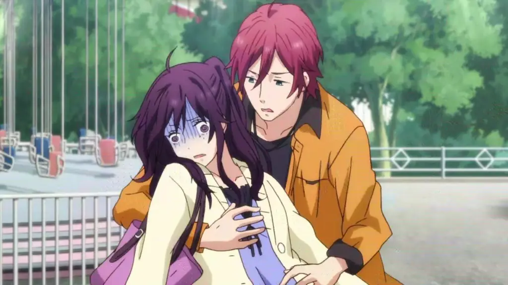 Momen romantis di tengah aksi Pasangan romantis di sekolah anime