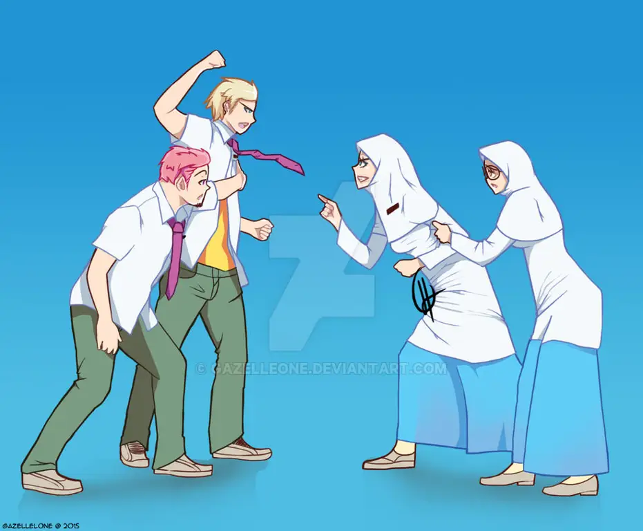 Pertarungan sengit di sekolah Adegan perkelahian di lorong sekolah
