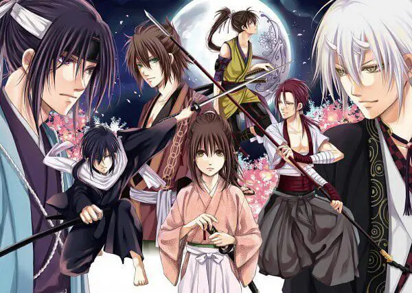 Percintaan dan pertarungan yang epik Pasangan anime sedang bertarung dengan pedang