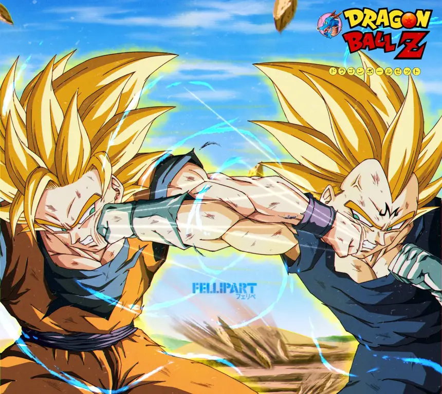 Pertarungan Epik di Anime Sekolah Gambar karakter anime sedang bertarung