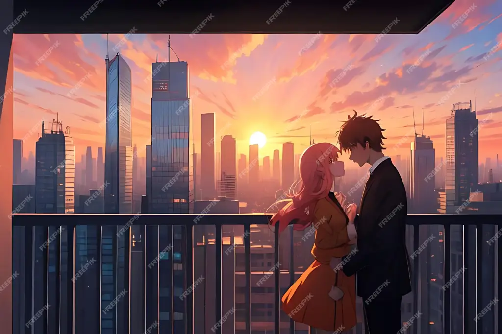 Momen Romantis Anime Pasangan anime dalam adegan romantis