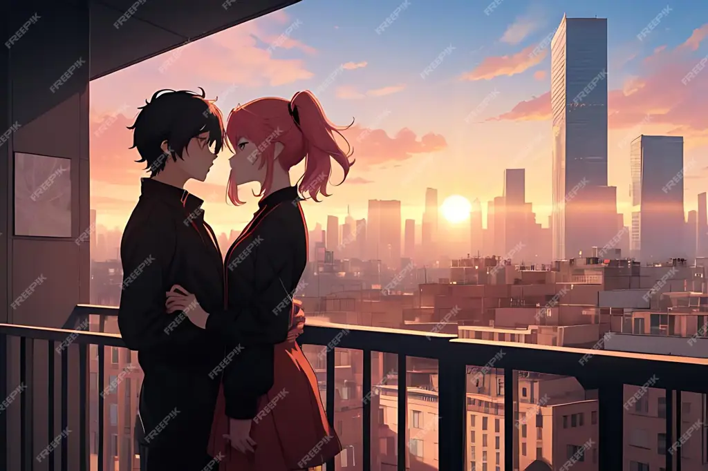 Adegan Romantis dalam Anime Gambar pasangan anime dalam adegan romantis