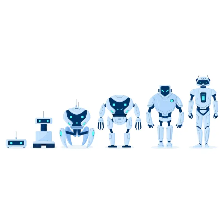 Evolusi Desain Robot Anime Gambar yang menampilkan evolusi desain robot anime dari jadul hingga modern