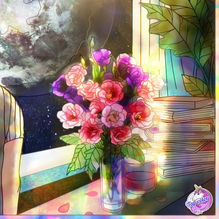 Suasana romantis dalam anime Adegan romantis anime dengan bunga-bunga