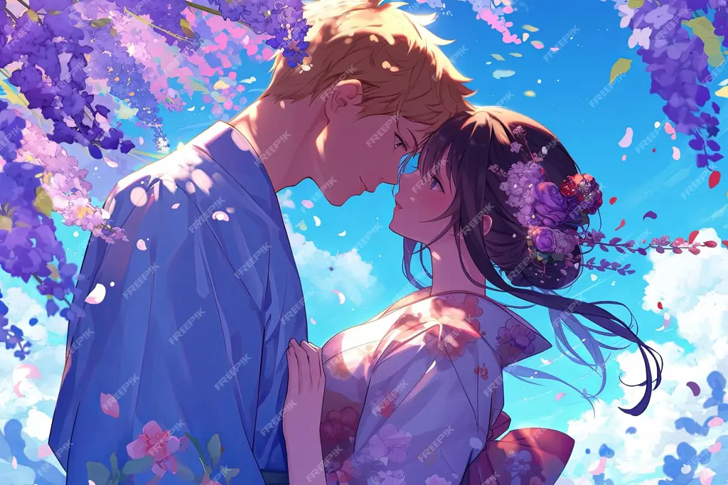 Pasangan Anime Romantis Ilustrasi pasangan anime romantis