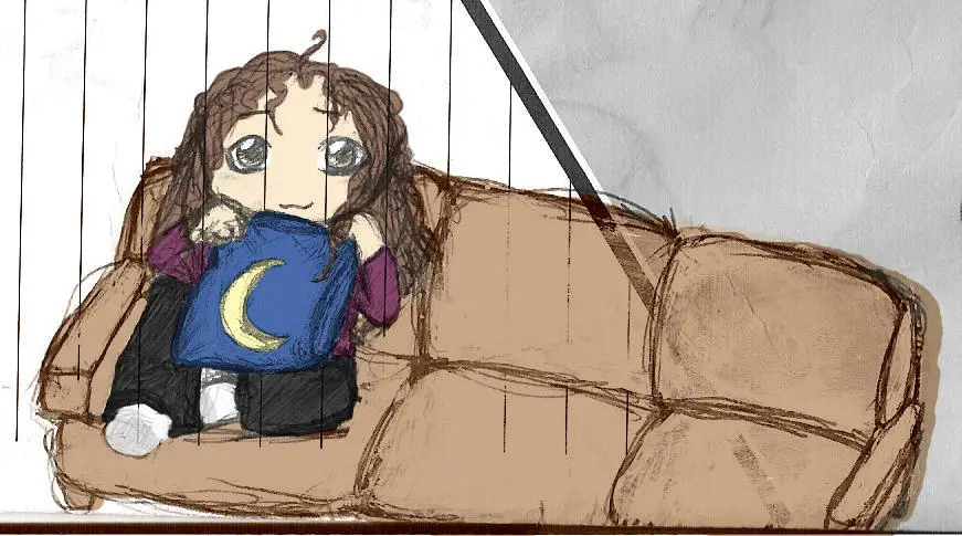 Tips Menikmati Anime Seseorang menonton anime di sofa yang nyaman
