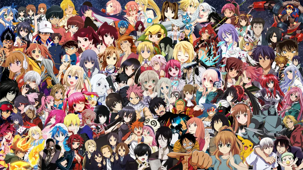 Beragam Pilihan Anime Gambar yang menampilkan berbagai genre anime seperti aksi, komedi, romantis, horor, sci-fi dan fantasy