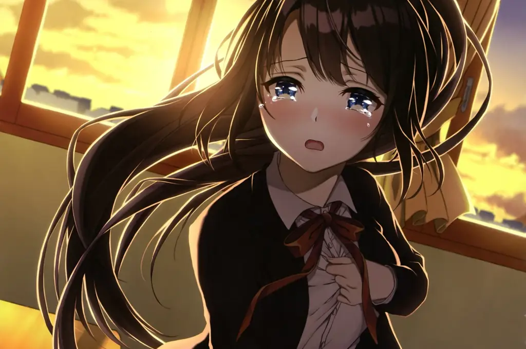 Adegan Mengharukan dalam Anime Gambar adegan anime yang menampilkan karakter menangis
