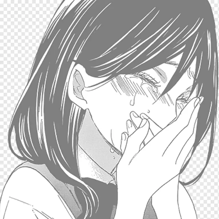 Karakter Anime yang Menunjukkan Kesedihan Mendalam Ekspresi wajah karakter anime yang sedang menangis
