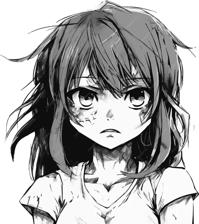 Ilustrasi yang Menunjukkan Kesedihan Gadis Anime Ilustrasi gadis anime yang terlihat sedih