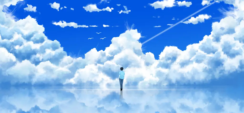 Kontras antara Kedamaian dan Kesedihan Pemandangan alam yang damai dalam anime