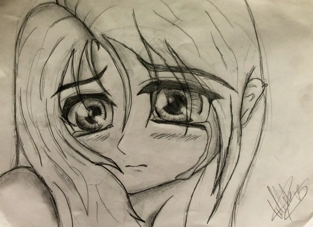 Karakter anime yang emosional Gadis anime yang sedang menangis