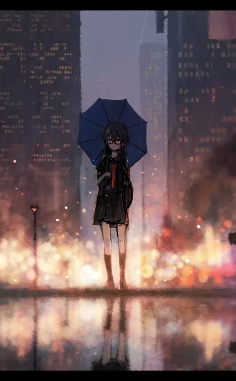 Suasana yang mendukung cerita sedih Gambar pemandangan malam hari yang hujan dalam anime