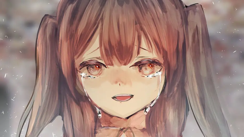 Ekspresi sedih dalam anime Gadis anime yang sedang menangis