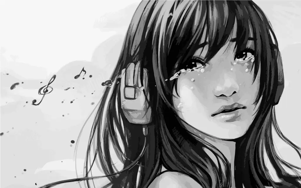 Ilustrasi gadis anime yang sedang menangis Gambar gadis anime yang menangis