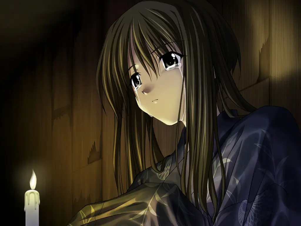 Ilustrasi gadis anime yang sedang menangis Gambar gadis anime yang sedang menangis