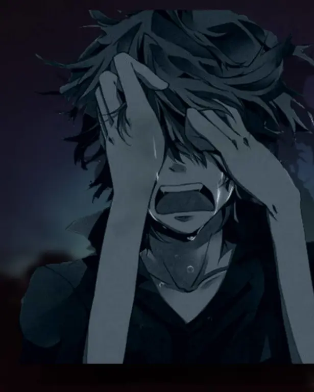 Ekspresi karakter anime yang sedih Adegan menangis dalam anime