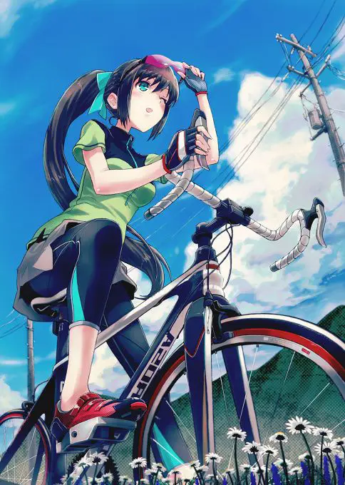Rasa Bangga dan Prestasi dalam Balap Sepeda Karakter anime merayakan kemenangan di atas sepeda
