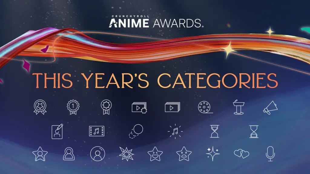 Anime Awards: Perayaan karya-karya terbaik di industri anime Upacara penghargaan anime dengan banyak piala dan orang-orang yang berpakaian formal.