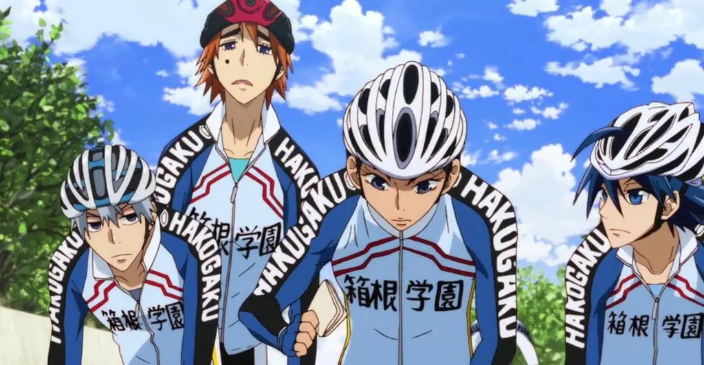 Semangat Pembalap Anime Karakter anime sedang berlomba balap sepeda dengan semangat tinggi