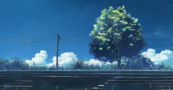 Keindahan alam dalam adegan anime bersepeda Pemandangan anime dengan sepeda