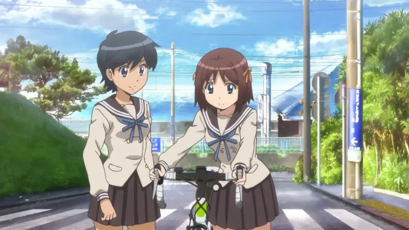 Persahabatan dan Petualangan di Atas Sepeda Sekelompok gadis anime sedang bersepeda bersama.