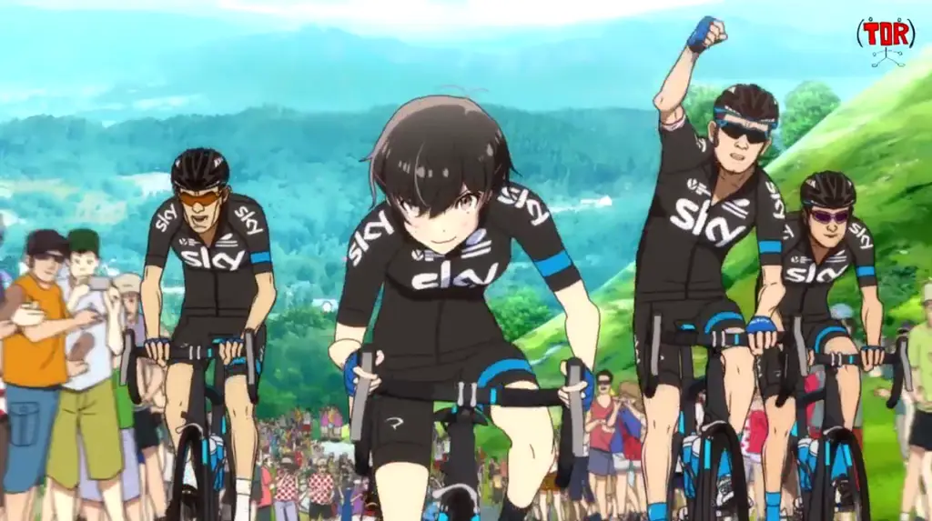 Menuju Puncak Kemenangan Garis finish balapan sepeda dengan gaya anime